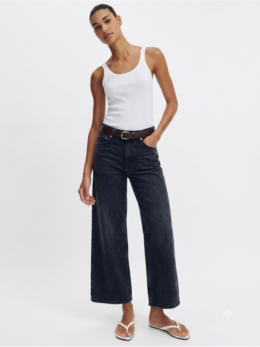 Zara High-Rise Wide-Leg Cropped Jeans: 8